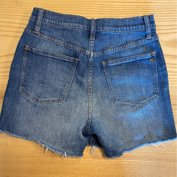 EUC MADEWELL distressed blue denim high-rise shorts SIZE 26 - Picture 4 of 6
